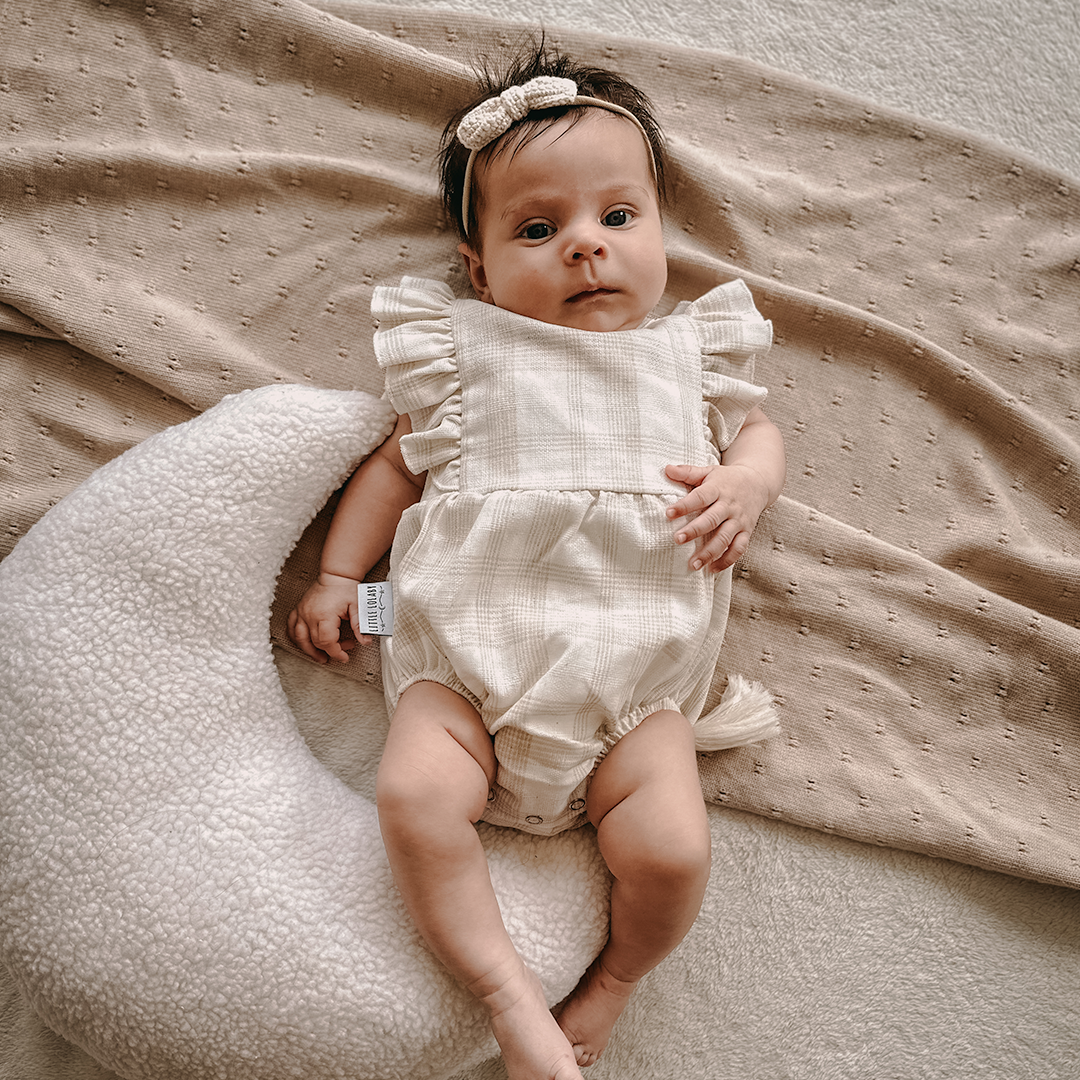 Bodysuit Ruffles Cotton Linen - Check