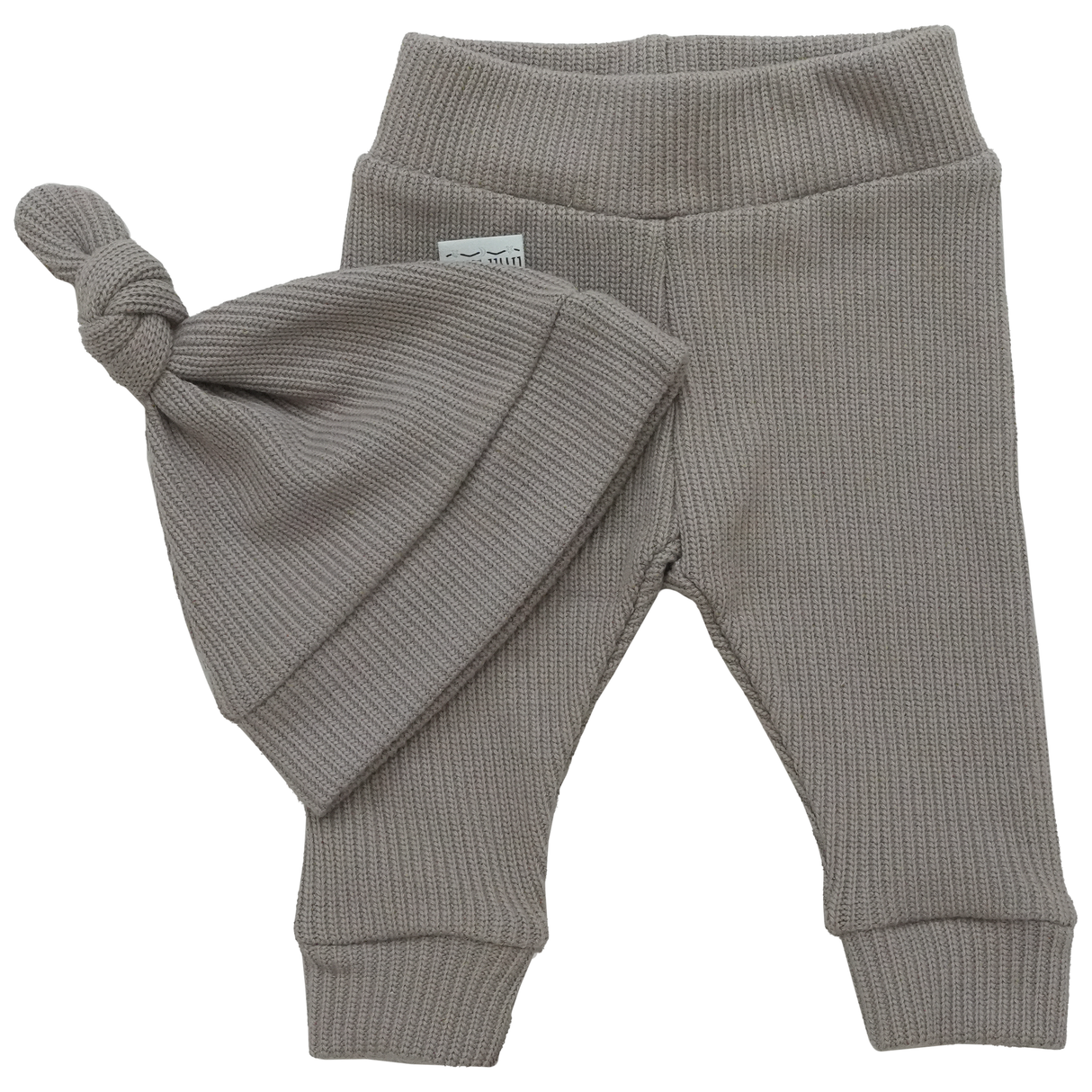 Newborn Muts + Broek - Gebreid Taupe