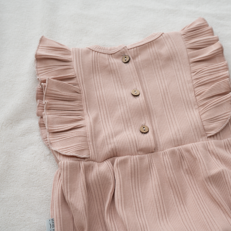 Bodysuit Ruffles - Rib Nude Pink